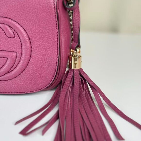 Gucci GG Logo Pink Soho Chain Shoulder Bag Crossbody with Tassel Detailing - Picture 8 of 10